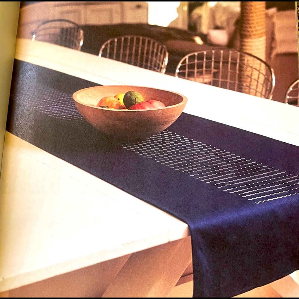 Blue with white design Territory table runner - Brand New